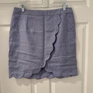 Very J Lavender Scallop Hem Linen-Blend Mini Skirt